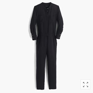 J-Crew Drapey oxford crepe long-sleeve jumpsuit